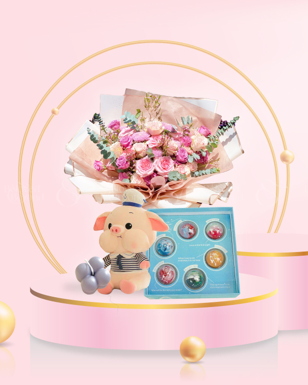 Forever 6 - Combo Hoa Socola Nến Gấu - belovedbeyond.com