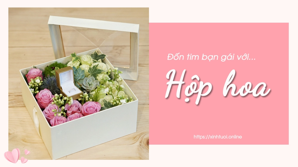 ĐỐN TIM NÀNG BẰNG HỘP HOA SINH NHẬT LÃNG MẠN