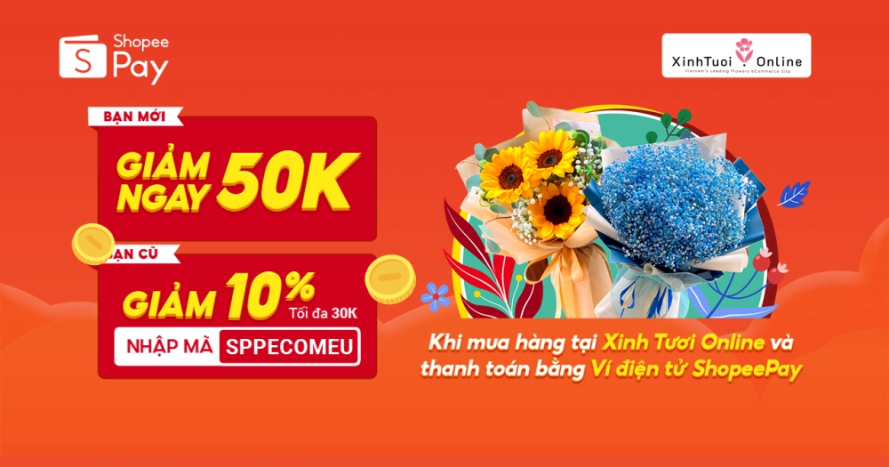 XINH TƯƠI ONLINE x SHOPEEPAY | GIẢM ĐẾN 50K CHO MỌI ĐƠN HÀNG
