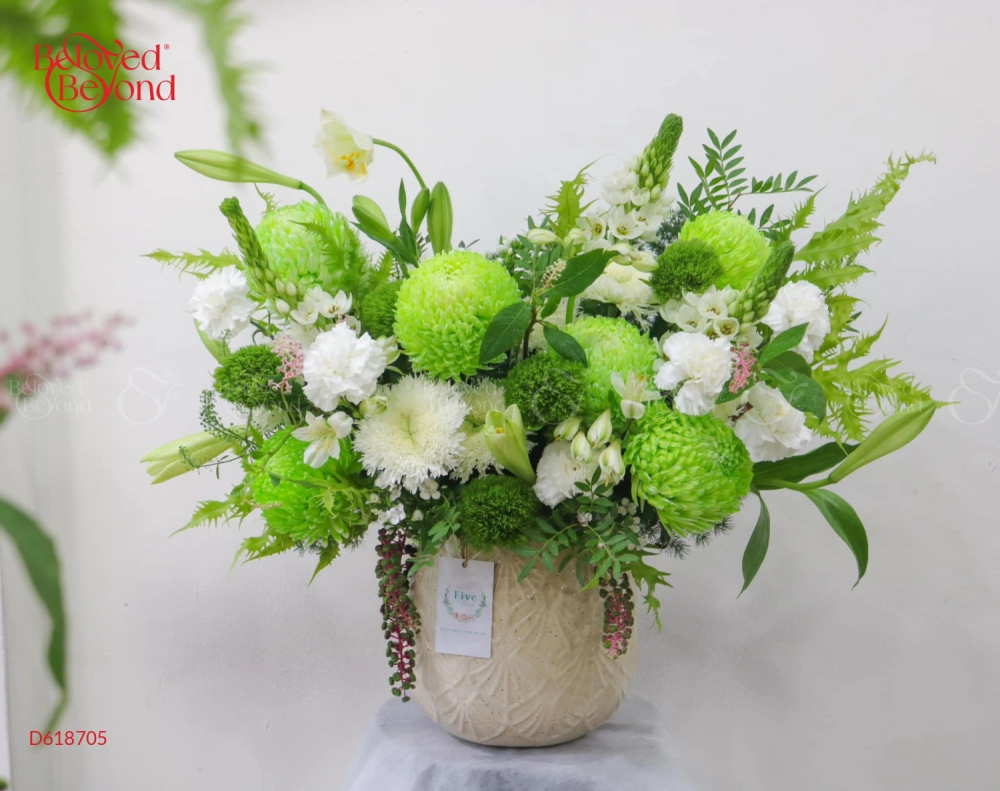 Chậu Hoa Tone Xanh Chúc Mừng - belovedbeyond.com