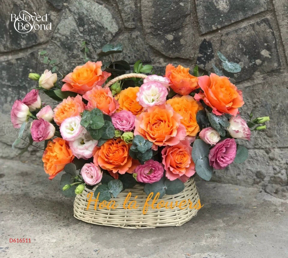 Giỏ Hoa Hồng Cam - belovedbeyond.com
