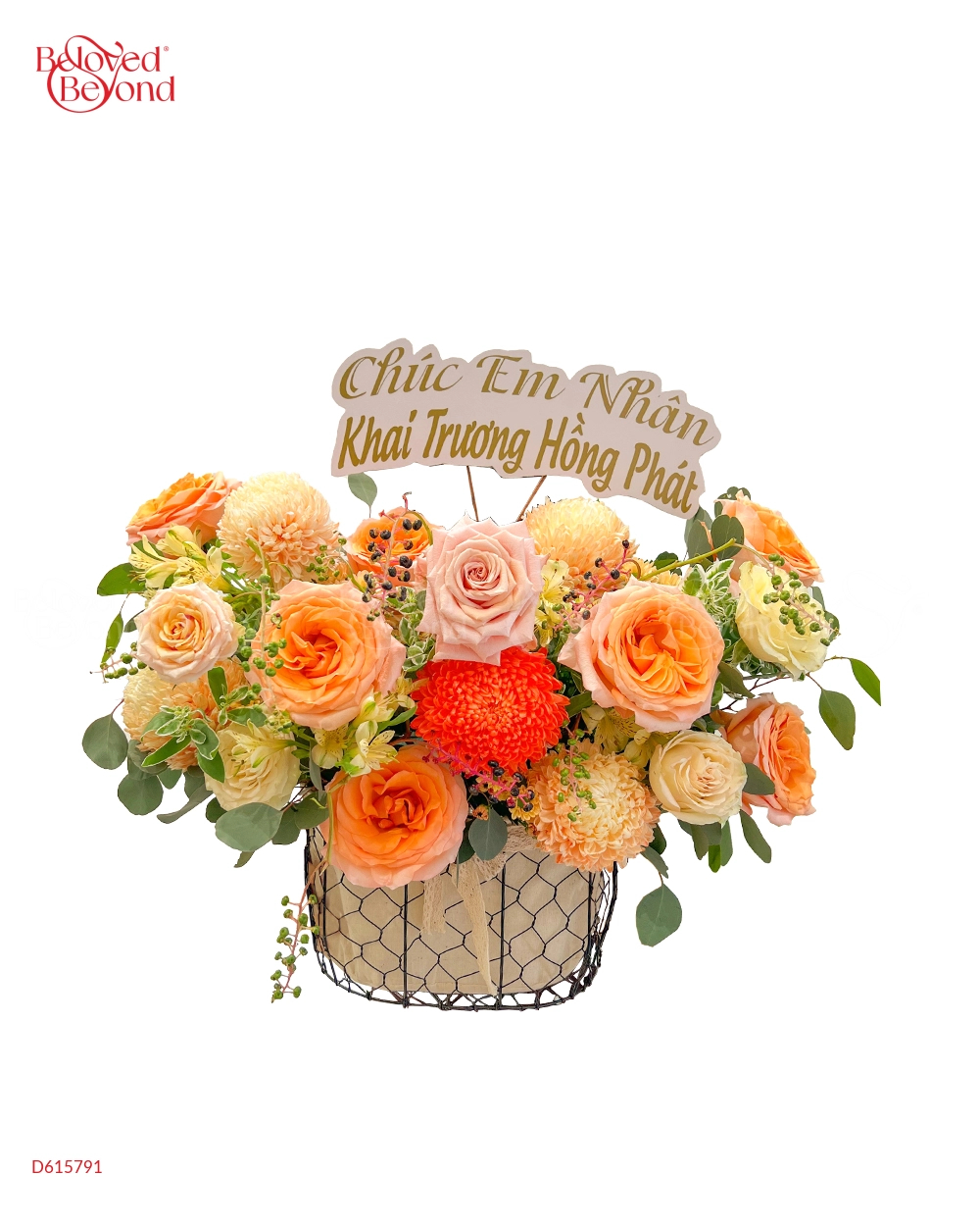 Giỏ Hoa Tone Cam - belovedbeyond.com