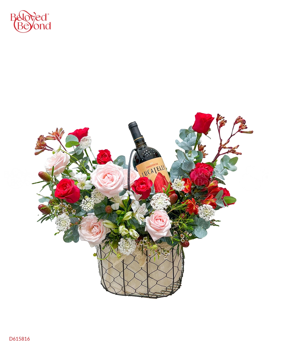 Giỏ Hoa Vang Đỏ - belovedbeyond.com